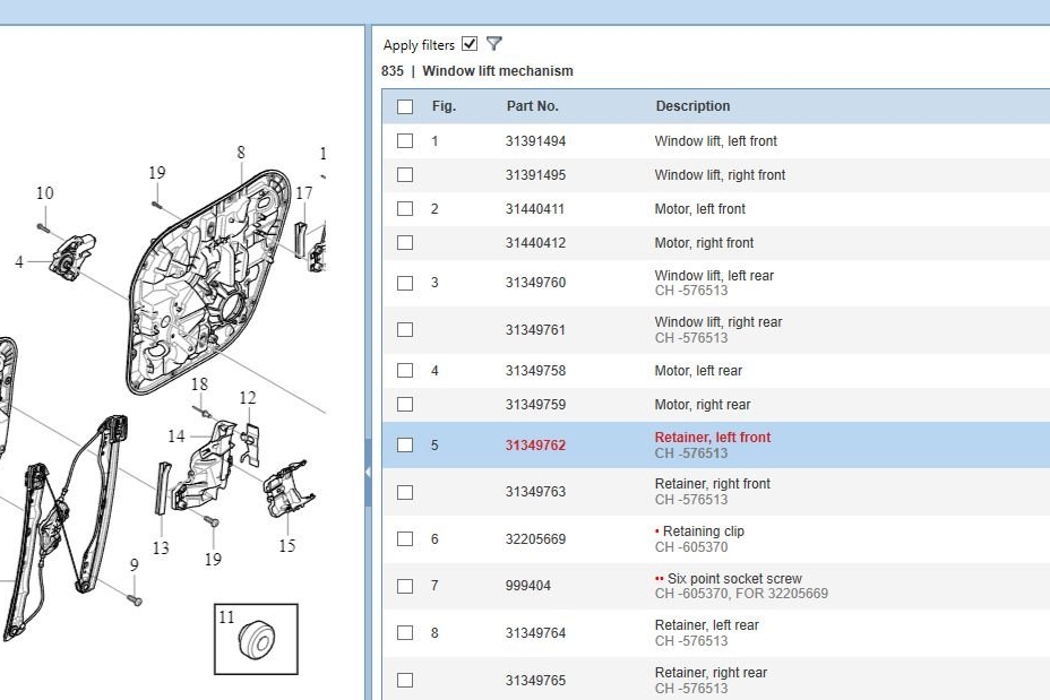 VOLVO XC90 2 generation (2014-2024) Front Left Door Window Regulator 31349762,31391494 29269795